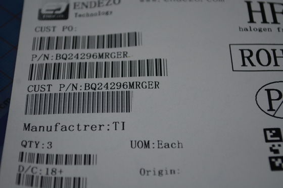 BQ24296MRGER 2A Bộ sạc Li-ion đơn bào với 3.9V-6.2V Input I2C Control Thermal Regulation 20V OVP và 3mm × 3mm QFN Package