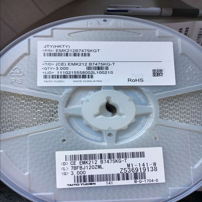 EMK212B7475KG-T 4.7μF MLCC 25V Rating X7R Dielectric 0805 Case 10% Tolerance High Frequency Stable Performance Ideal for Decoupling and Filtering