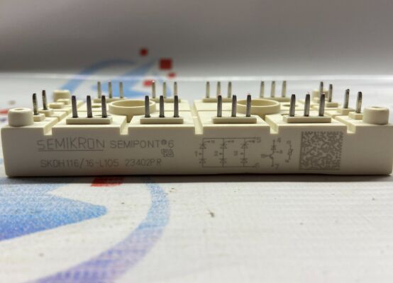 SKDH116/16-L105 1600V 116A Mô-đun IGBT Cầu 3 Pha Tăng Cường Bộ Cắt Tích hợp NTC Dòng quá áp cao 950A Vỏ SEMIPONT6 Chân ép Chứng nhận UL cho UPS và Bộ truyền động