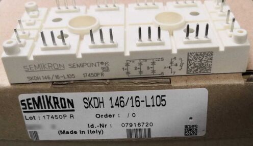 SKDH116/16-L105 1600V 116A Mô-đun IGBT Cầu 3 Pha Tăng Cường Bộ Cắt Tích hợp NTC Dòng quá áp cao 950A Vỏ SEMIPONT6 Chân ép Chứng nhận UL cho UPS và Bộ truyền động