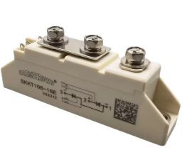 SKKT106/16E 1600V 106A Mô-đun Thyristor kép VF thấp 1.35V 2.4kA Tăng áp AlN Khối liên lạc áp suất cơ sở gốm SEMIPACK1 Loại bị cô lập UL Chứng nhận cho các bộ khởi động mềm và ổ đĩa