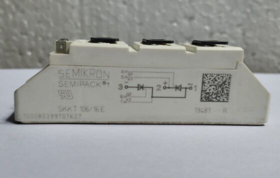 SKKT106/16E 1600V 106A Mô-đun Thyristor kép VF thấp 1.35V 2.4kA Tăng áp AlN Khối liên lạc áp suất cơ sở gốm SEMIPACK1 Loại bị cô lập UL Chứng nhận cho các bộ khởi động mềm và ổ đĩa