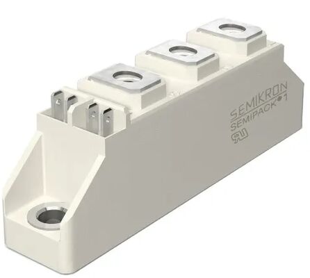 SKKT107B16E 1600V 107A Mô-đun Thyristor kép VF thấp 1.35V 2.4kA Tăng áp AlN Khối liên lạc áp suất cơ sở gốm SEMIPACK1 Loại bị cô lập UL Chứng nhận cho máy khởi động mềm và ổ đĩa