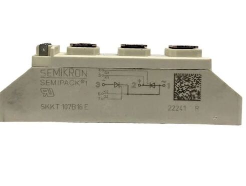 SKKT107B16E 1600V 107A Mô-đun Thyristor kép VF thấp 1.35V 2.4kA Tăng áp AlN Khối liên lạc áp suất cơ sở gốm SEMIPACK1 Loại bị cô lập UL Chứng nhận cho máy khởi động mềm và ổ đĩa