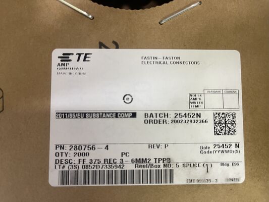 280756-4 4 Vị trí 2.5mm Pitch Đầu nối dây-bo mạch Vỏ bóp Khóa ma sát Gắn bảng UL 94V-0 Phân cực Định mức 4.5A cho Phân phối điện và Điều khiển công nghiệp