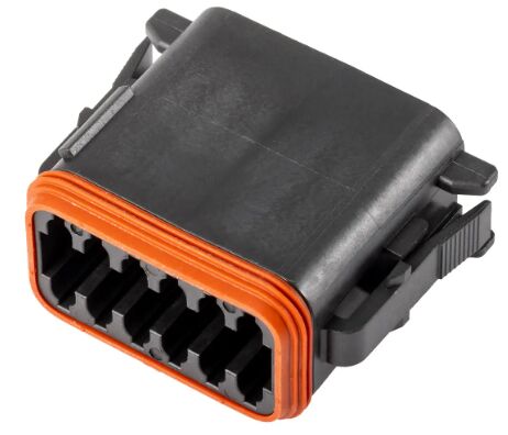 DT06-12SB Đầu nối ô tô 12 vị trí, bước răng 4.19mm, màu đen, đầu nối đực, có khóa chêm tích hợp, kín nước IP68, định mức 13A cho dây điện trong môi trường khắc nghiệt